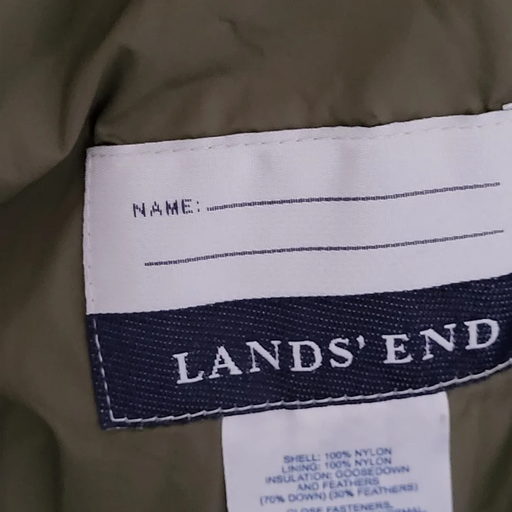 Lands'‎ End Kids Boys Unisex Snap Button Puffer Sleeveless Vest Green Large 6x-7